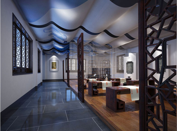 國學(xué)館展廳教學(xué)區過(guò)道裝修設計案例效果圖
