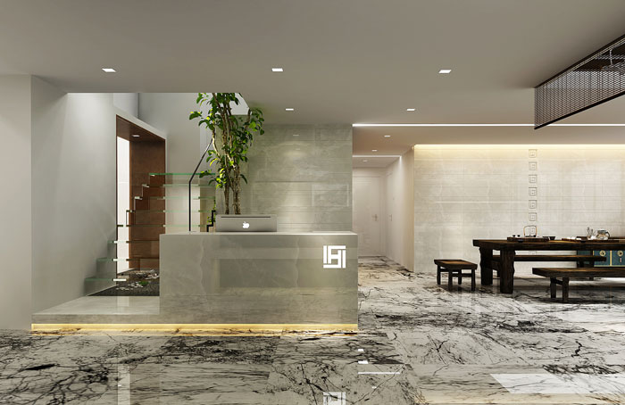 loft風(fēng)格辦公室前臺裝修設計效果圖
