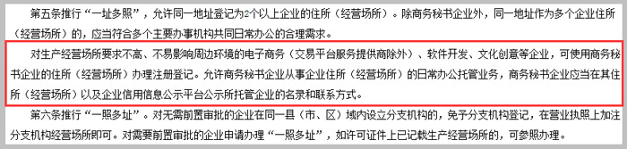 浙江省放寬企業(yè)住所(經(jīng)營(yíng)場(chǎng)所)登記條件的規定